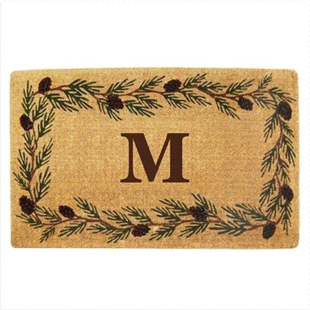 NEDIA HOME Nedia Home 02011M Heavy Duty Coco Mat 22 x 36 In. Evergreen Border Monogrammed M O2011M